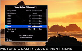 Diverse picture quality adjustment functions